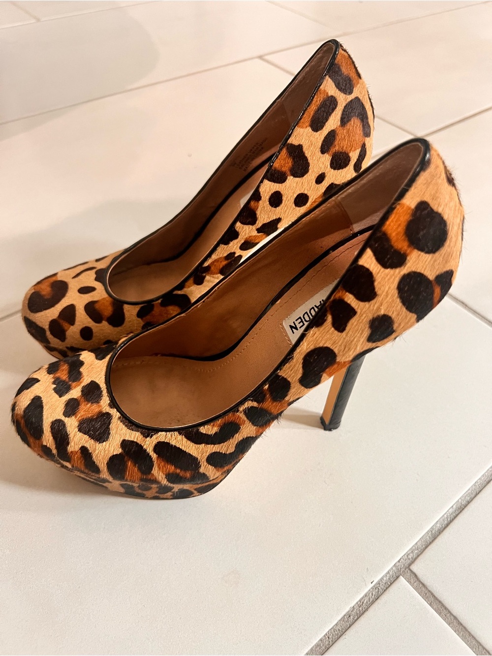 Steve Madden Leopard Print Pumps - Black and Brown